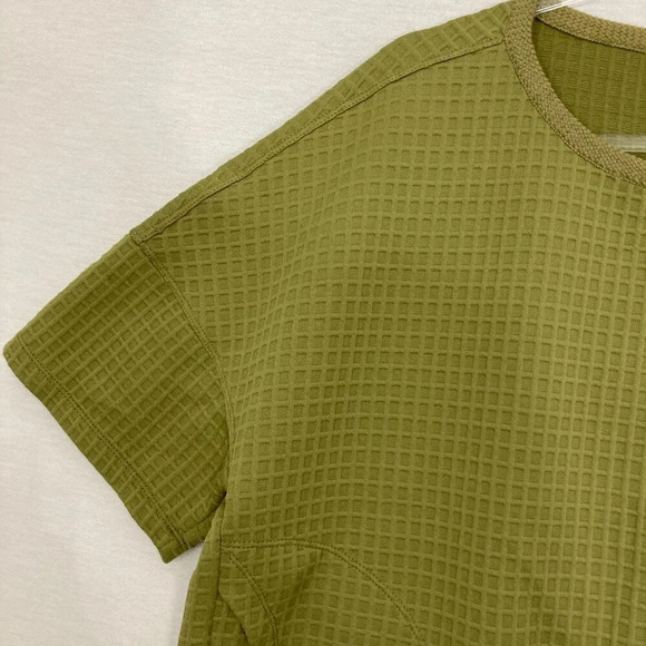 New Max Studio Green Crew Neck Waffle Textured Knit Relaxed Fit Top Large - Picture 4 of 12